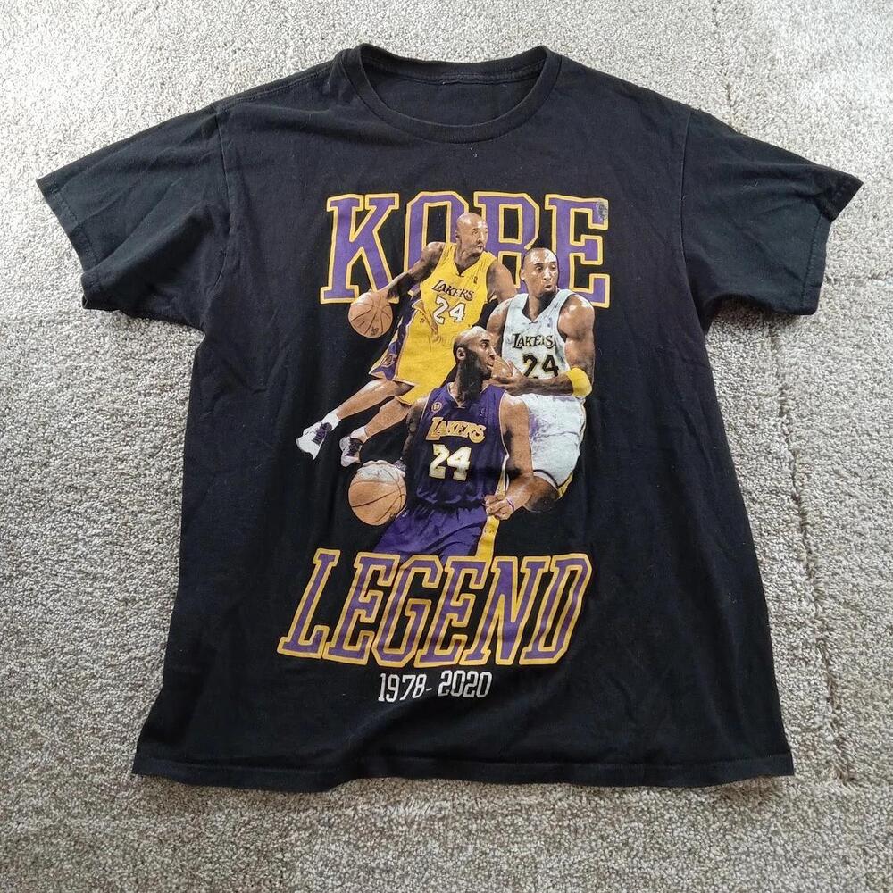 Kobe Bryant Tribute Shirt Mens Large Black Graphic Print La Lakers Cut Tag